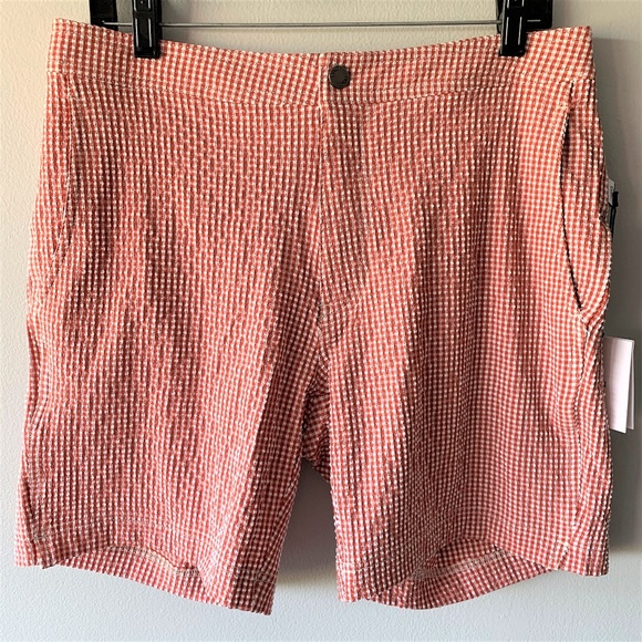 Onia Other - Onia Elastic Calder 7.5" Gingham Swim Trunks